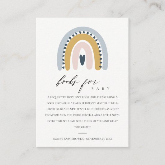 NIEDLICHE PINK HERZRAINBOW BUCHANFORDERUNG BABY SH BEGLEITKARTE (Vorderseite)