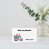 Niedliche Pink Ice Cream Truck Illustration Visitenkarte (Stehend Vorderseite)