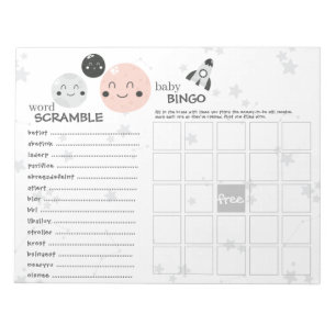 Niedliche Pink Kawaii Planet & Moons Baby Showspie Notizblock