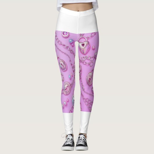 Niedliche Pink Key Necklace Leggings 🔑 💖 (Vorderseite)