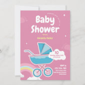 Niedliche Pink-Kinderdusche Einladung (Vorderseite)
