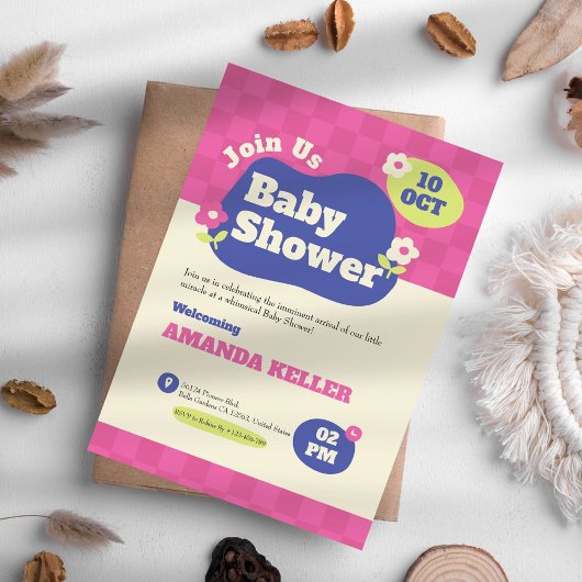 Niedliche Pink-Kinderdusche Einladung