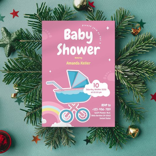 Niedliche Pink-Kinderdusche Einladung