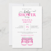 Niedliche PINK Kinderschuhe BABY DUSCHE Einladung (Vorderseite)