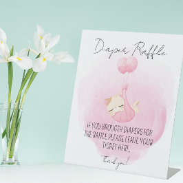 Niedliche Pink Kitten Diaper Raffle Baby Girl Dusc Sockelschild