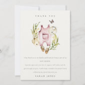 Niedliche Pink Leafy Foliage Girl Clothes Kinderdu Dankeskarte (Vorderseite)