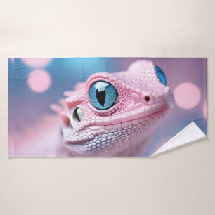 Niedliche Pink-Lizard mit Big Blue Eyes Badehandtuch