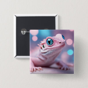 Niedliche Pink-Lizard mit Big Blue Eyes Button
