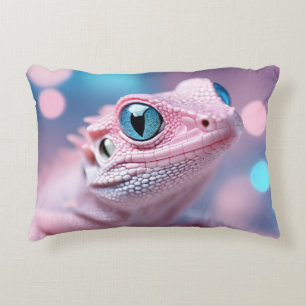 Niedliche Pink-Lizard mit Big Blue Eyes Dekokissen