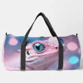 Niedliche Pink-Lizard mit Big Blue Eyes Duffle Bag (Vorderseite)