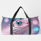 Niedliche Pink-Lizard mit Big Blue Eyes Duffle Bag (Rückseite)
