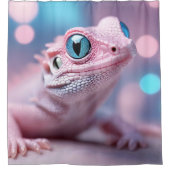 Niedliche Pink-Lizard mit Big Blue Eyes Duschvorhang (Vorderseite)