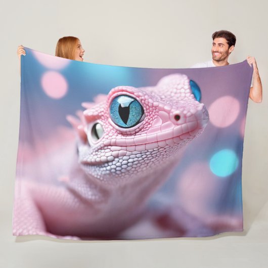 Niedliche Pink-Lizard mit Big Blue Eyes Fleecedecke (Beispiel)