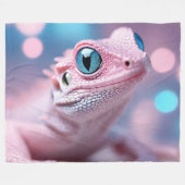 Niedliche Pink-Lizard mit Big Blue Eyes Fleecedecke (Vorderseite (Horizontal))