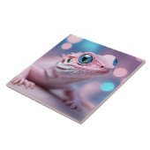 Niedliche Pink-Lizard mit Big Blue Eyes Fliese (Seite)
