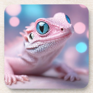 Niedliche Pink-Lizard mit Big Blue Eyes Getränkeuntersetzer