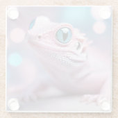 Niedliche Pink-Lizard mit Big Blue Eyes Glasuntersetzer (Rückseite)