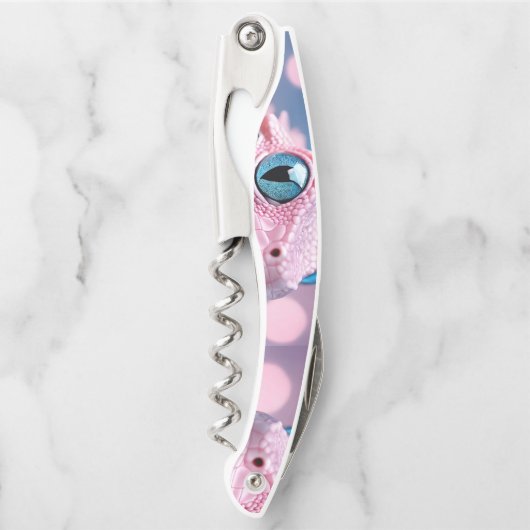 Niedliche Pink-Lizard mit Big Blue Eyes Kellnermesser (Vorderseite)