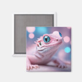 Niedliche Pink-Lizard mit Big Blue Eyes Magnet (Vorderseite/Rückseite)
