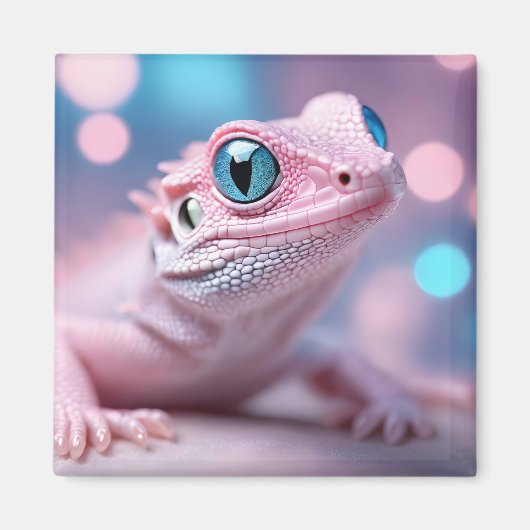 Niedliche Pink-Lizard mit Big Blue Eyes Magnet (Vorne)