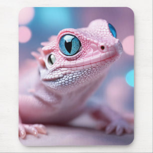 Niedliche Pink-Lizard mit Big Blue Eyes Mousepad