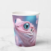 Niedliche Pink-Lizard mit Big Blue Eyes Pappbecher (Rückseite)