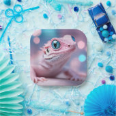 Niedliche Pink-Lizard mit Big Blue Eyes Pappteller (Party)