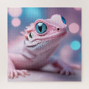 Niedliche Pink-Lizard mit Big Blue Eyes Puzzle