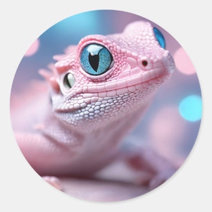 Niedliche Pink-Lizard mit Big Blue Eyes Runder Aufkleber