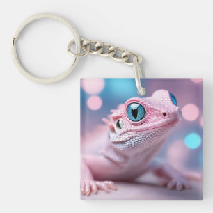 Niedliche Pink-Lizard mit Big Blue Eyes Schlüsselanhänger
