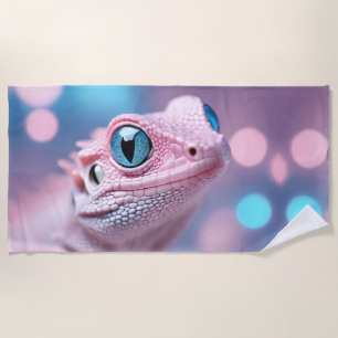 Niedliche Pink-Lizard mit Big Blue Eyes Strandtuch