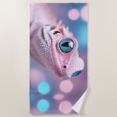 Niedliche Pink-Lizard mit Big Blue Eyes Strandtuch (Vorderseite)