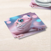 Niedliche Pink-Lizard mit Big Blue Eyes Untersetzer (angewinkelt)