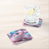 Niedliche Pink-Lizard mit Big Blue Eyes Untersetzer (Vor Ort)