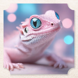 Niedliche Pink-Lizard mit Big Blue Eyes Untersetzer