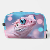Niedliche Pink-Lizard mit Big Blue Eyes Waschbeutel (Vorderseite)