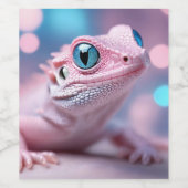 Niedliche Pink-Lizard mit Big Blue Eyes Weinetikett (Einzelnes Label)