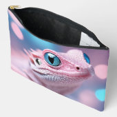 Niedliche Pink-Lizard mit Big Blue Eyes Zubehörtasche (Offen)