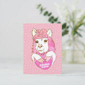 Niedliche Pink Llama-Liebe Postkarte (Stehend Vorderseite)