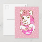 Niedliche Pink Llama-Liebe Postkarte (Vorne/Hinten)