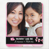 Niedliche Pink Mommy and Me Foto Mousepad (Vorne)