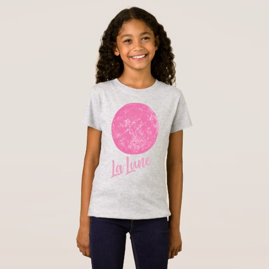 Niedliche Pink Moon Illustration Französisches La T-Shirt (Vorne ganz)