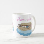 Niedliche Pink Noah's Ark Individuelle Name Gesche Kaffeetasse (VorderseiteRechts)