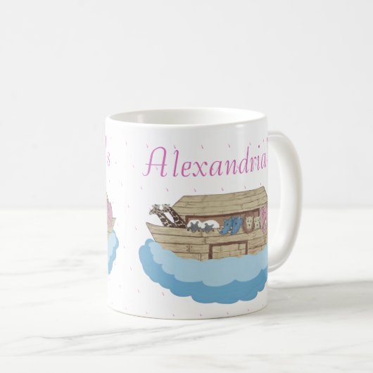 Niedliche Pink Noah's Ark Individuelle Name Gesche Kaffeetasse (VorderseiteRechts)