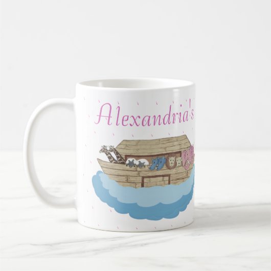 Niedliche Pink Noah's Ark Individuelle Name Gesche Kaffeetasse (Links)