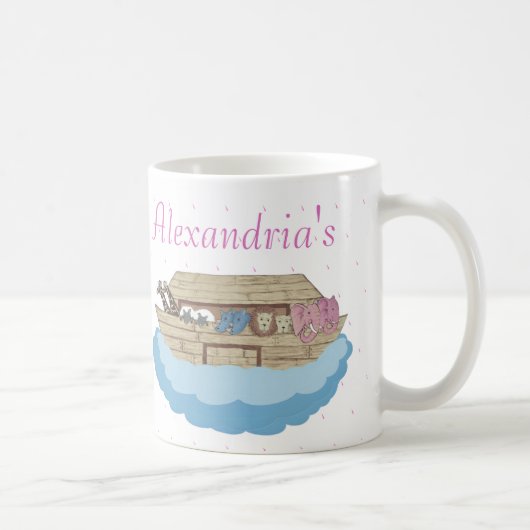 Niedliche Pink Noah's Ark Individuelle Name Gesche Kaffeetasse (Rechts)