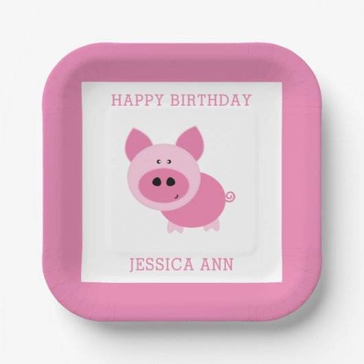 Niedliche Pink Pig Paper Teller (Vorderseite)