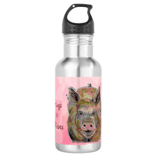 Niedliche Pink Piggy Hogs und Kisses Pastel Zeichn Edelstahlflasche