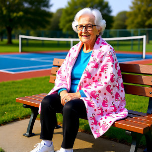 Niedliche Pink-Pikleball-🦥 Fleecedecke