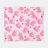 Niedliche Pink-Pikleball-🦥 Fleecedecke (Vorderseite (Horizontal))